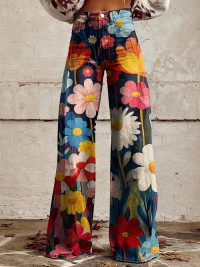 Lena | Retro Bloom Wide-Leg Jeans