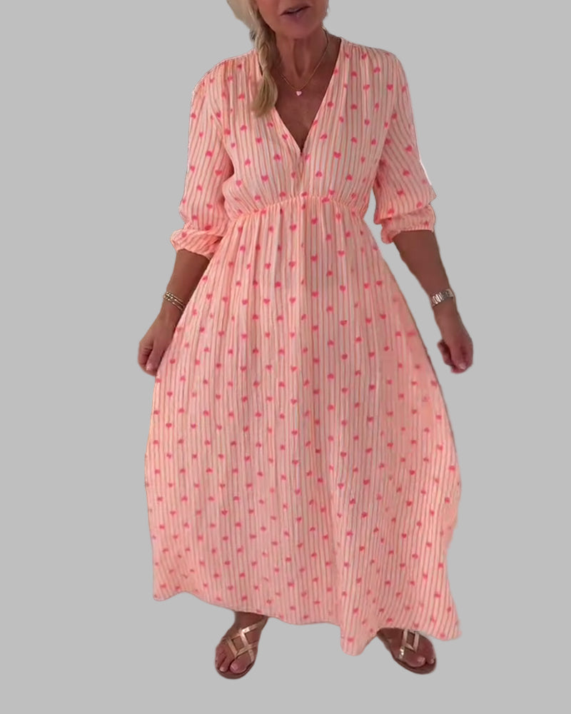 Ava | V-Neck Heart Print Dress