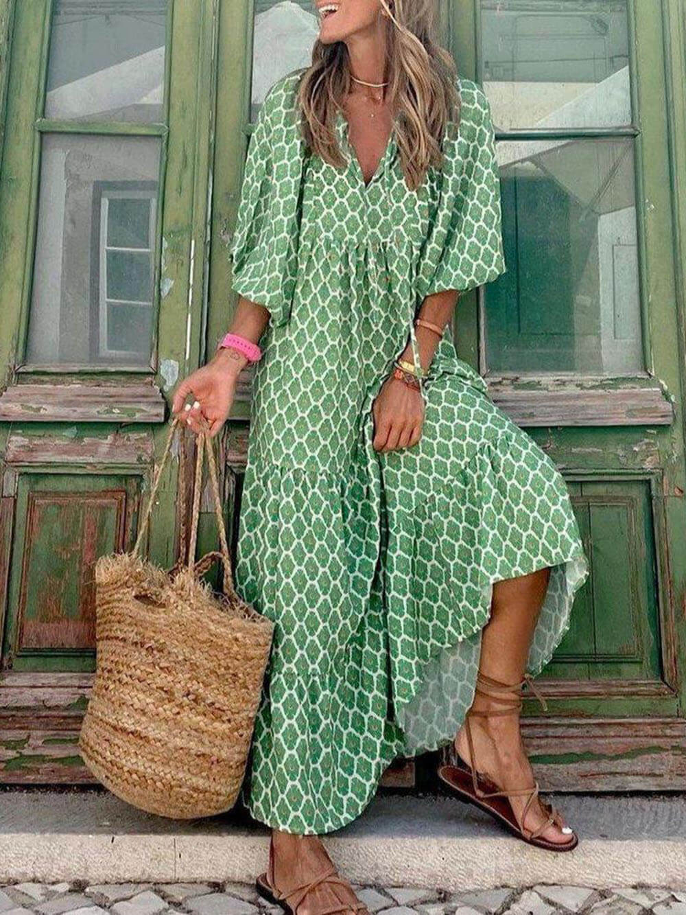 Paisley | Boho Breeze V-Neck Maxi Dress