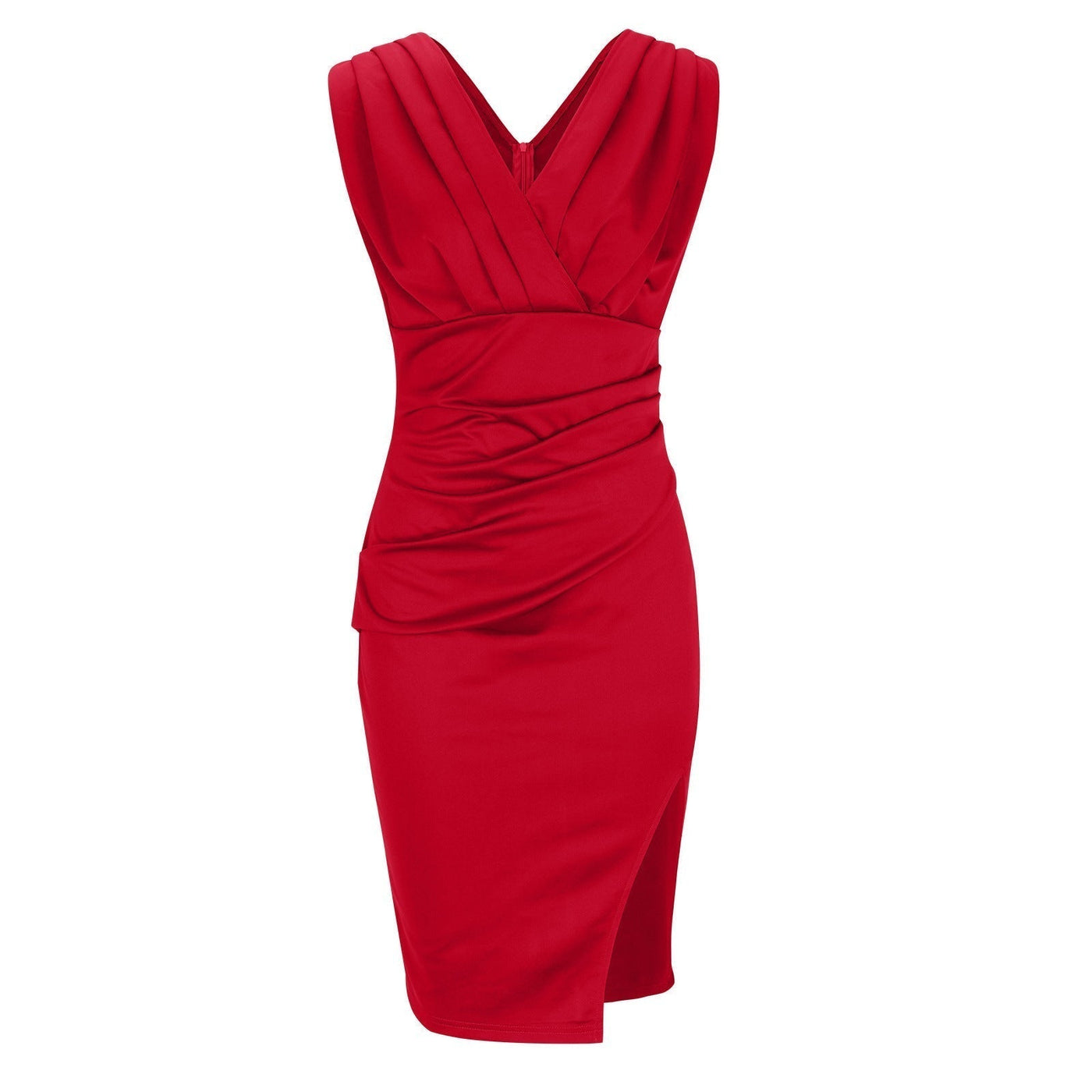Colette | Pleated Red Elegance Pencil Dress