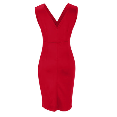 Colette | Pleated Red Elegance Pencil Dress