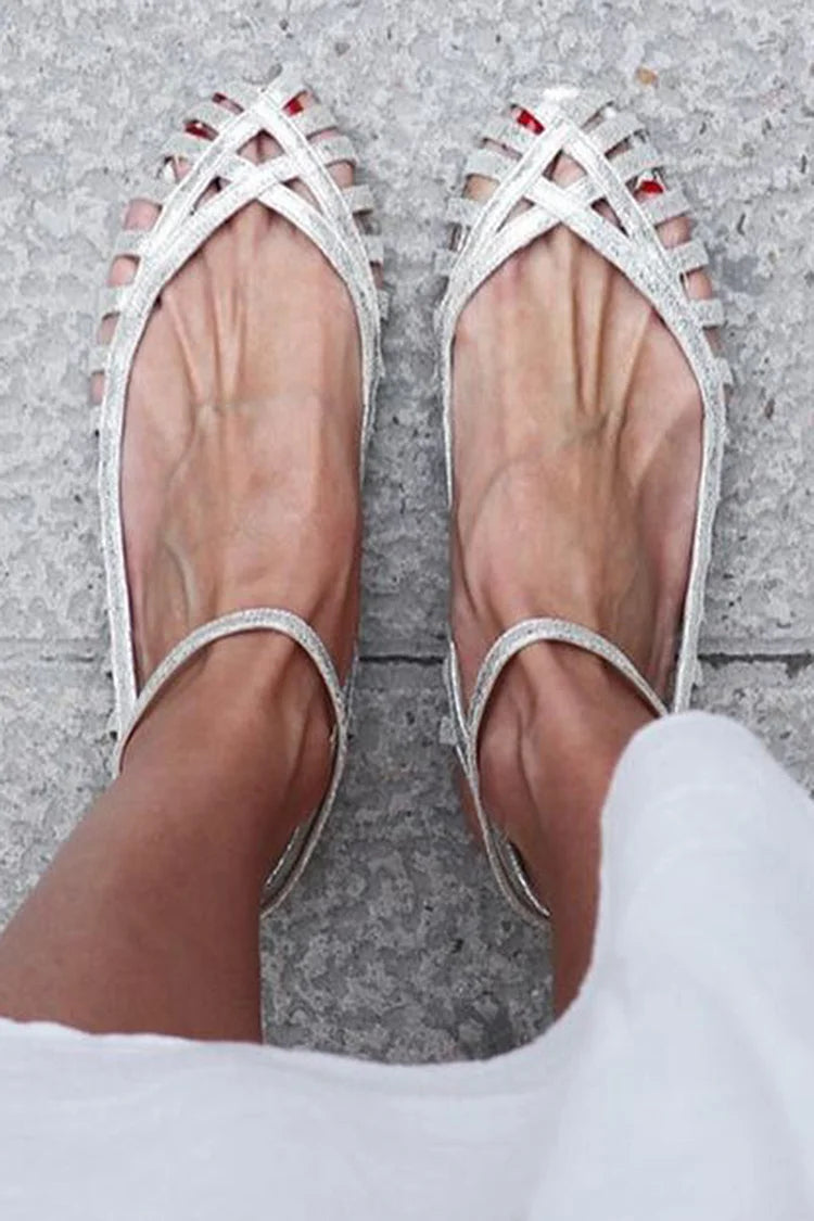 Myra | Woven Ballet Flats with Strap
