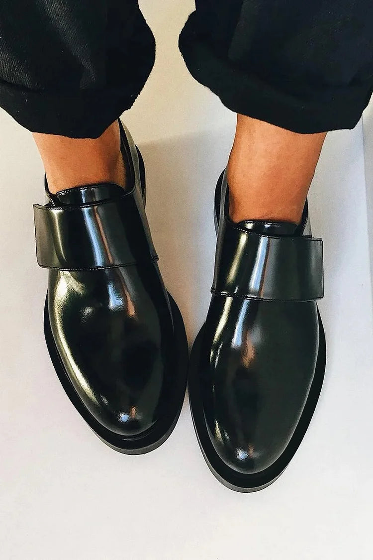 Iris | Glossy Loafers with Strap Detail