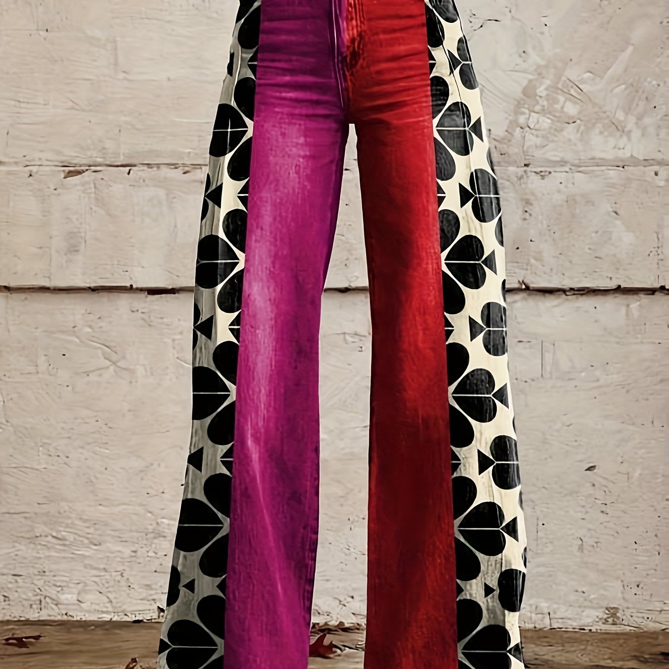Daisy | Retro Heart-Panel Wide-Leg Jeans