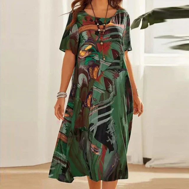 Jasmine | Tropical Art-Inspired Midi Dress