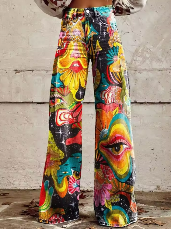 Tiffany | Bold Dreamscape Wide-Leg Jeans