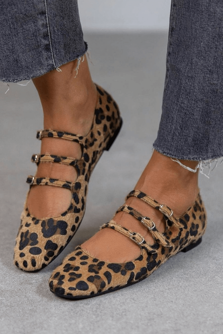 Leopardina | Animal Print Ballet Flats with Straps