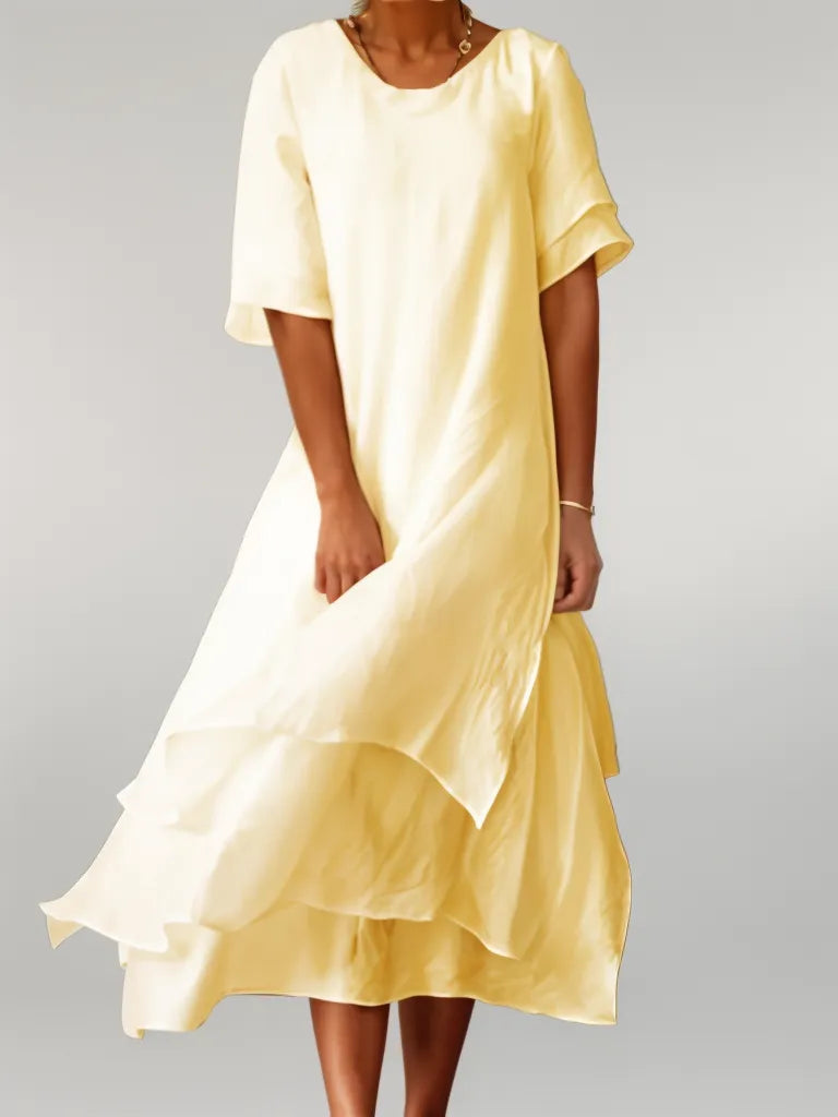 Amelie | Soft Tiered Asymmetrical Midi Dress