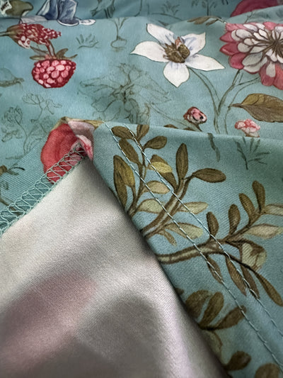 Lillian | Teal V-Neck Floral Dress