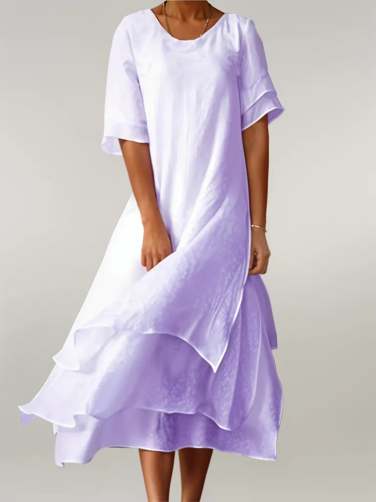 Amelie | Soft Tiered Asymmetrical Midi Dress
