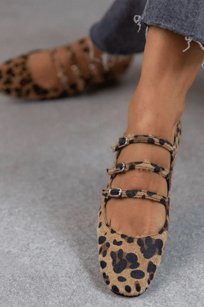 Leopardina | Animal Print Ballet Flats with Straps