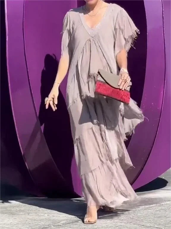 Verity | Boho Ruffle-Layered Maxi Dress