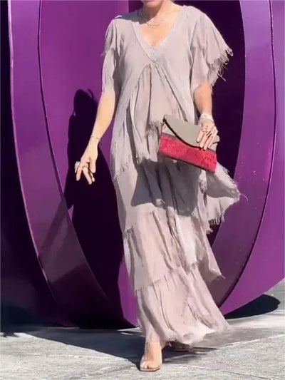 Verity | Boho Ruffle-Layered Maxi Dress