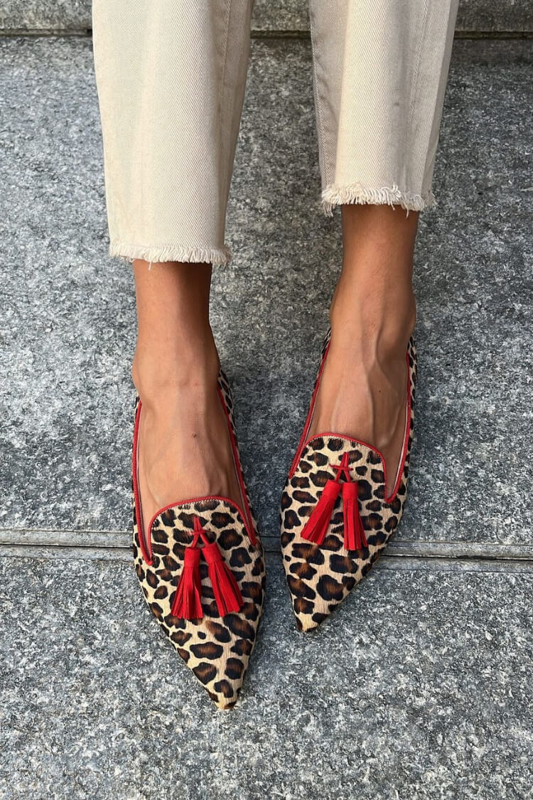 Savina | Pointed Loafers with Fringe Detail