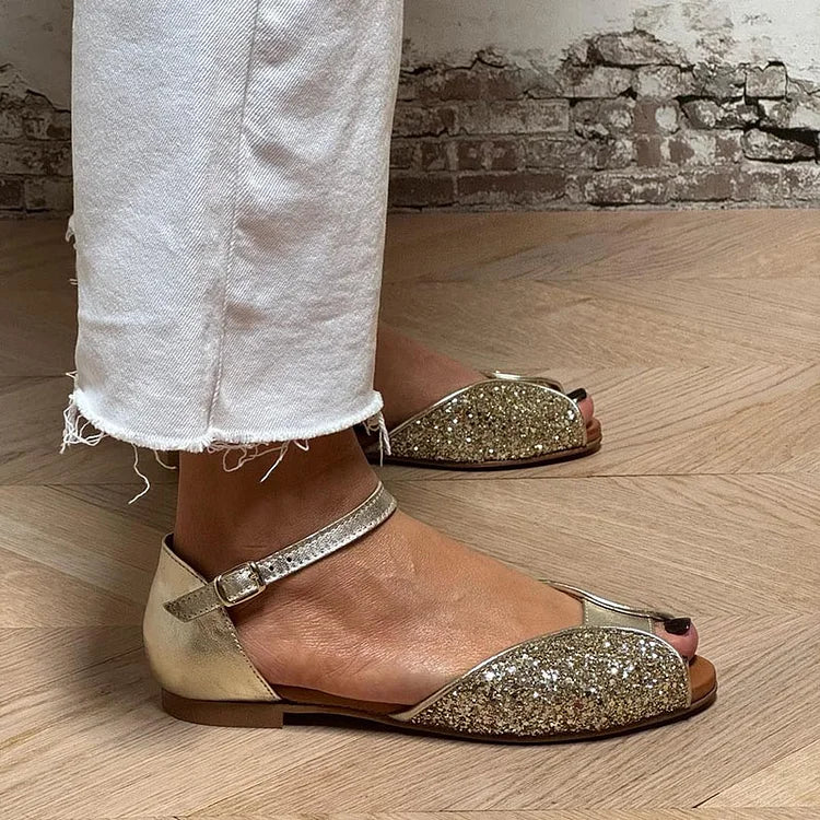 Flavia | Glitter Flat Sandals