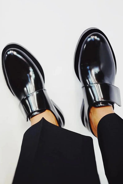 Iris | Glossy Loafers with Strap Detail