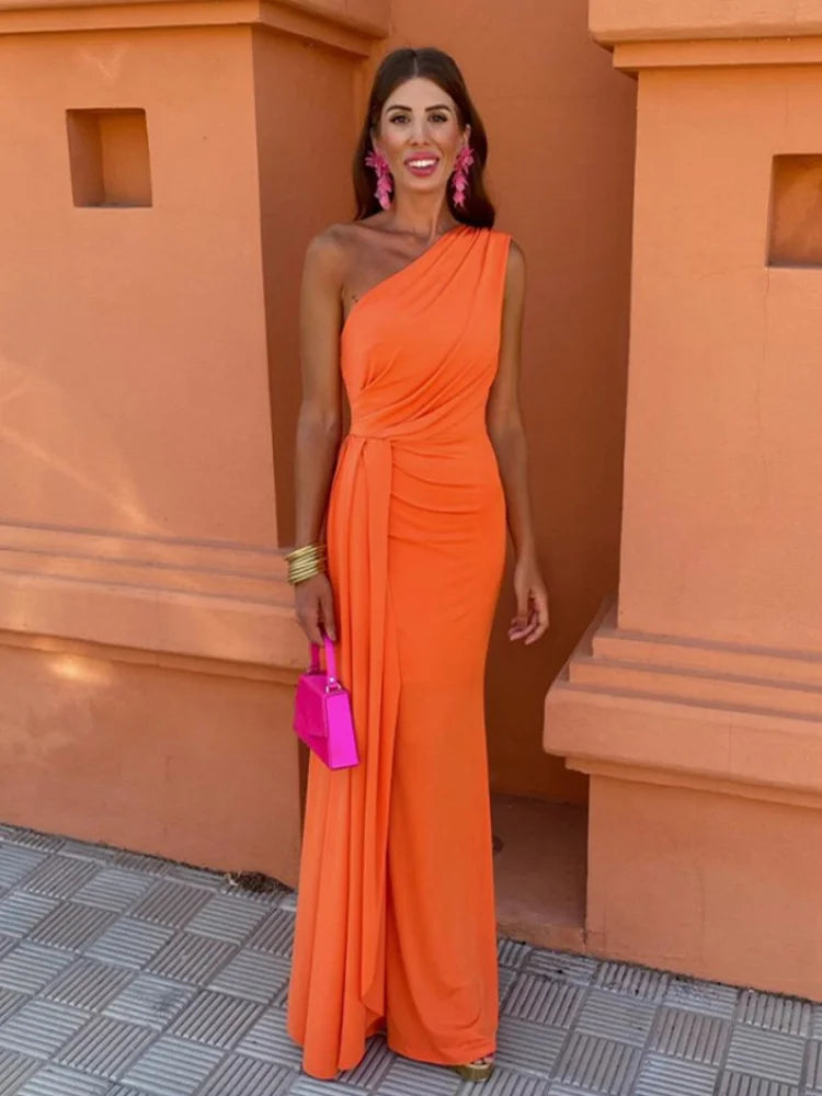 Juliette | One-Shoulder Draped Evening Gown