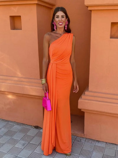 Juliette | One-Shoulder Draped Evening Gown
