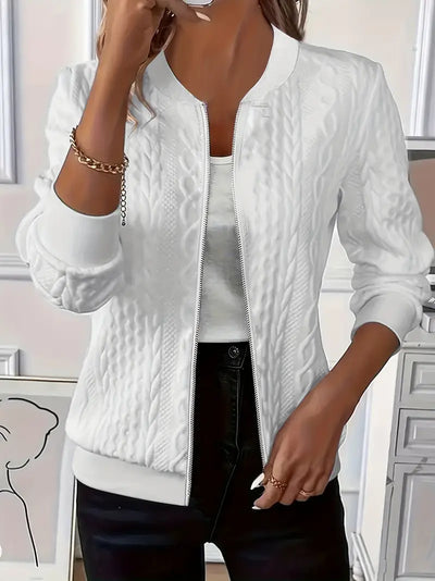 Elvarine | Textured Zip-Up Bomber Jacket