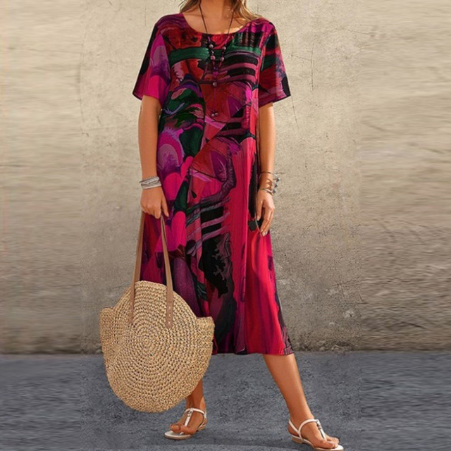 Jasmine | Tropical Art-Inspired Midi Dress