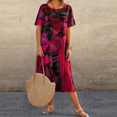 Jasmine | Tropical Art-Inspired Midi Dress