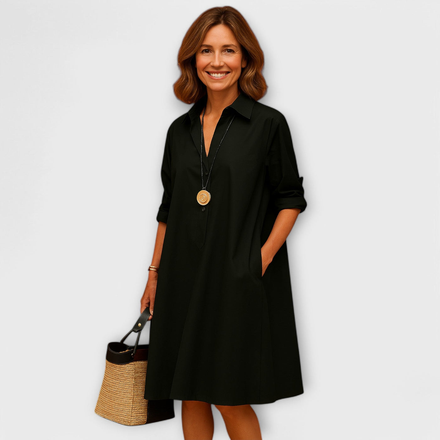 Chloe | Classic Scarlet Button Shirt Dress