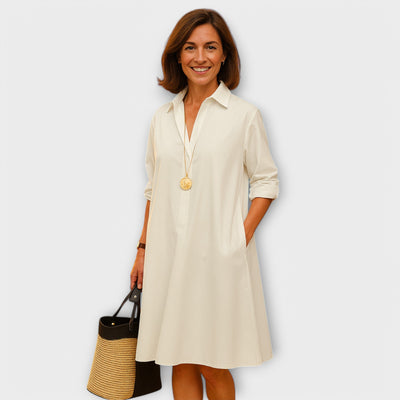Chloe | Classic Scarlet Button Shirt Dress