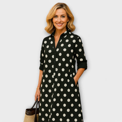 Chloe | Classic Scarlet Button Shirt Dress