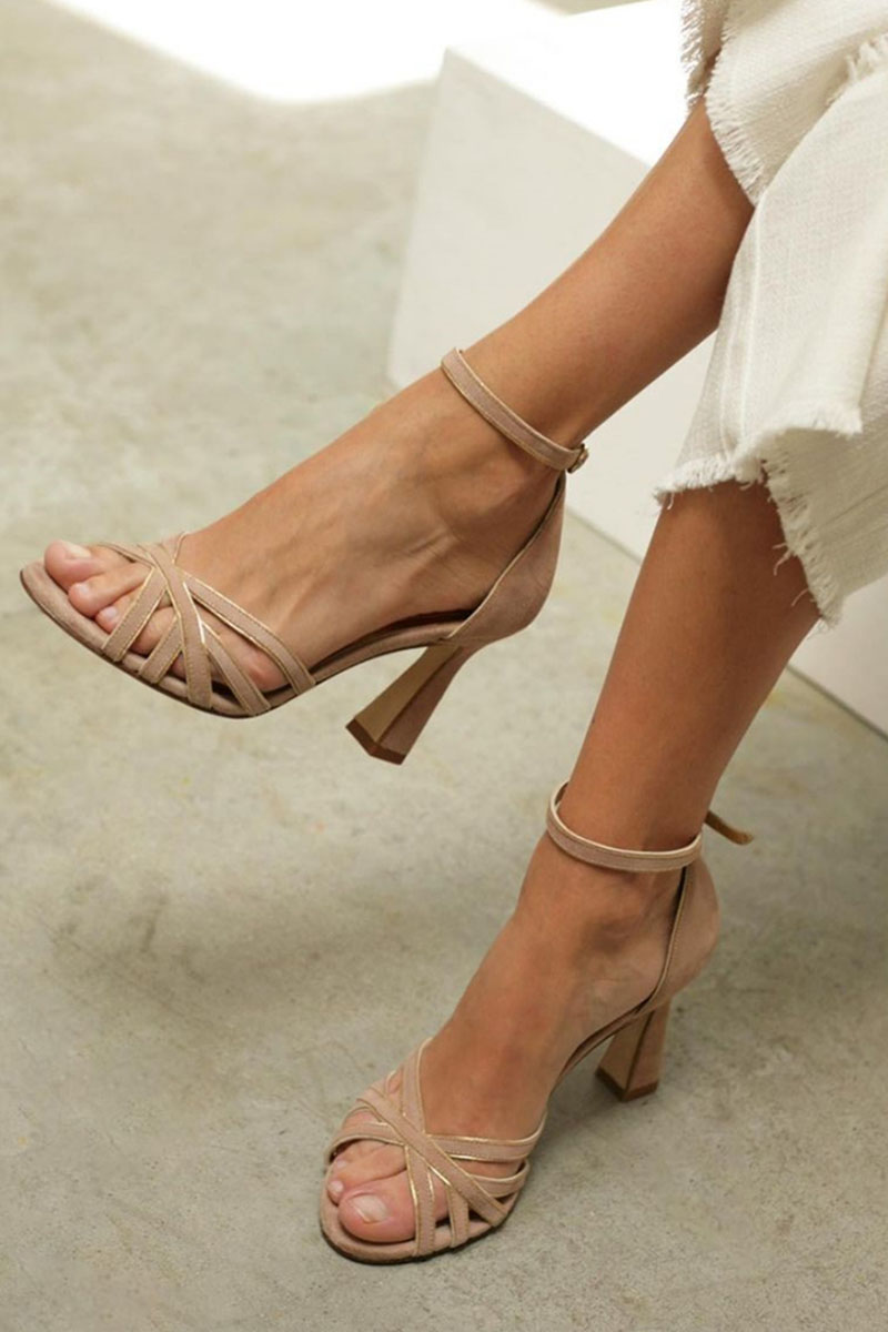 Chloe | Minimal Strappy Nude Heels