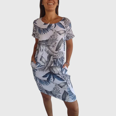 Noa | Soft Taupe Floral Pocket Dress