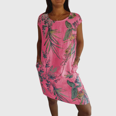 Noa | Soft Taupe Floral Pocket Dress