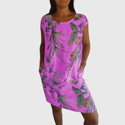 Noa | Soft Taupe Floral Pocket Dress