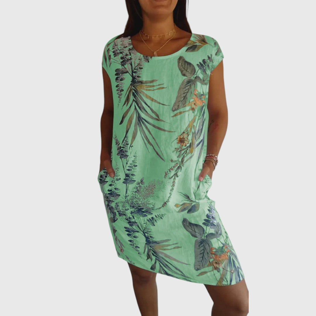 Noa | Soft Taupe Floral Pocket Dress