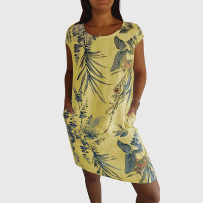 Noa | Soft Taupe Floral Pocket Dress
