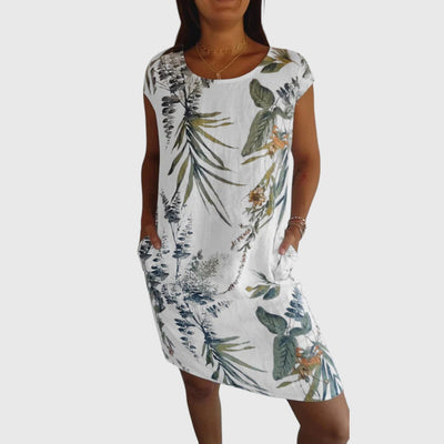 Noa | Soft Taupe Floral Pocket Dress