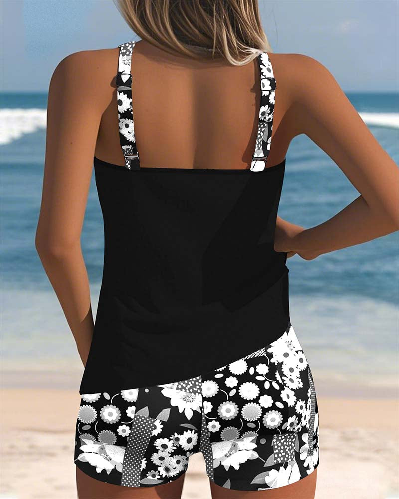 Riley | Floral Patchwork Tankini Set