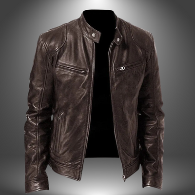 Lennox | Classic Black Leather Moto Jacket