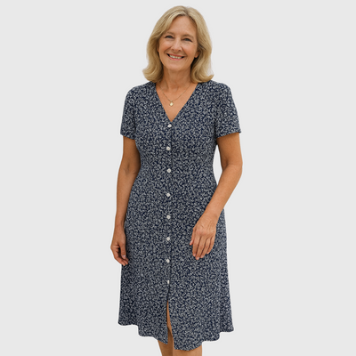 Eliza | Button V-Neck Summer Dress