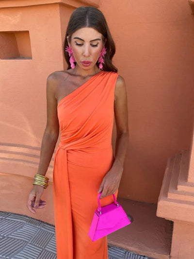 Juliette | One-Shoulder Draped Evening Gown