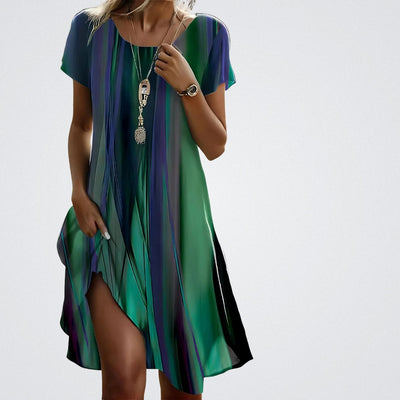 Jasmine | Flowing Abstract Stripe Mini Dress
