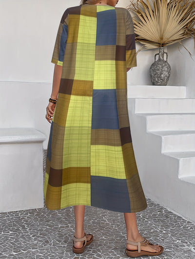 Ivy | Relaxed Fit Green Patchwork Maxi Dress