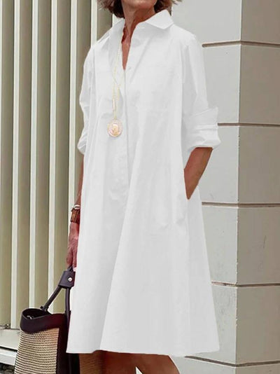 Chloe | Classic Scarlet Button Shirt Dress