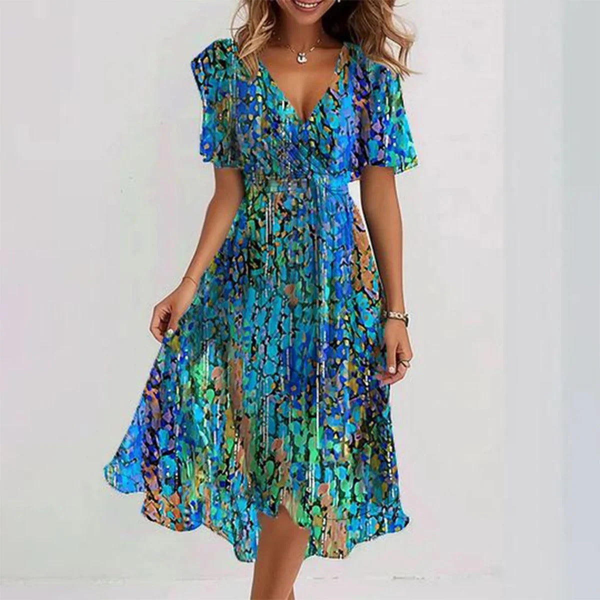 Sienna | Vivid Abstract Wrap Midi Dress