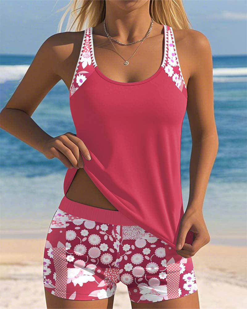 Riley | Floral Patchwork Tankini Set