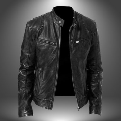 Lennox | Classic Black Leather Moto Jacket
