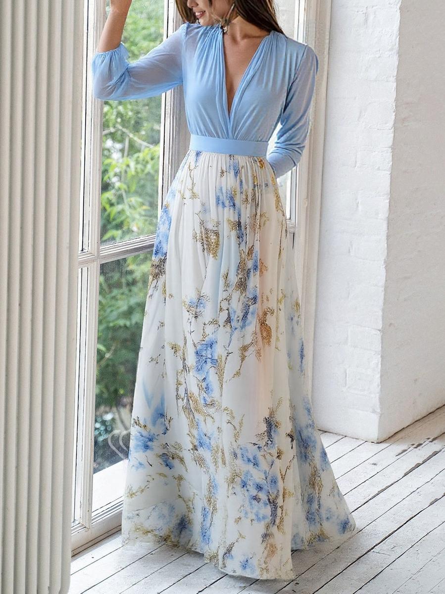 Aurora | Flowing Sky-Blue Chiffon Gown