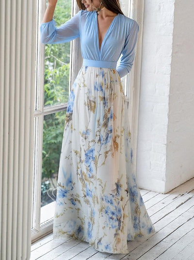 Aurora | Flowing Sky-Blue Chiffon Gown
