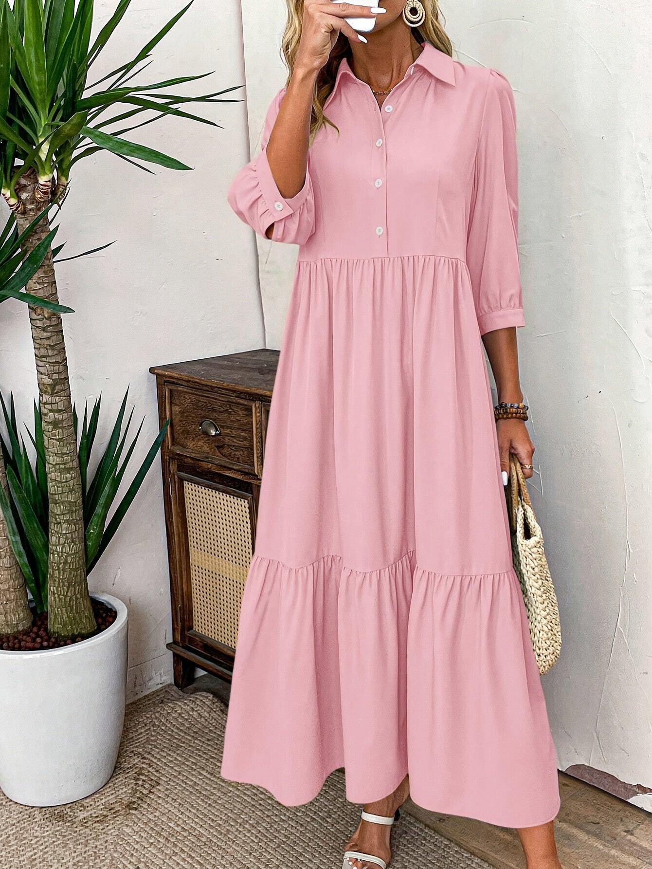 Sophie | Classic Tiered Shirt Maxi Dress
