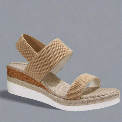 Talia | Navy Stretch Comfort Wedge Sandals
