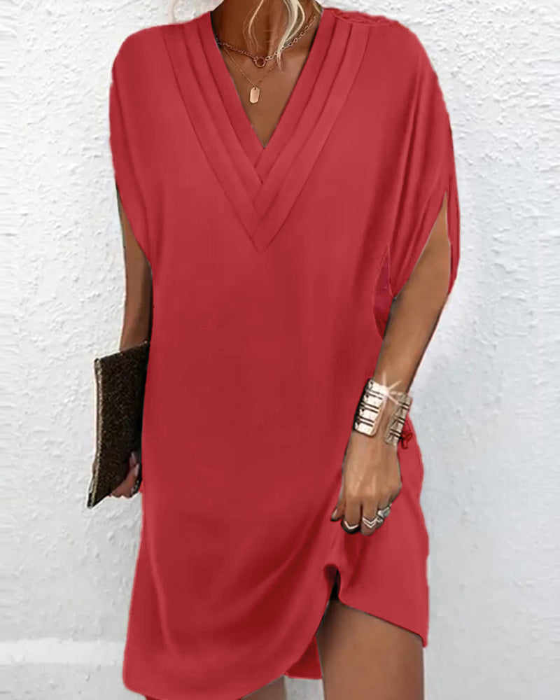 Grace | Deep Olive V-Neck Tunic Dress